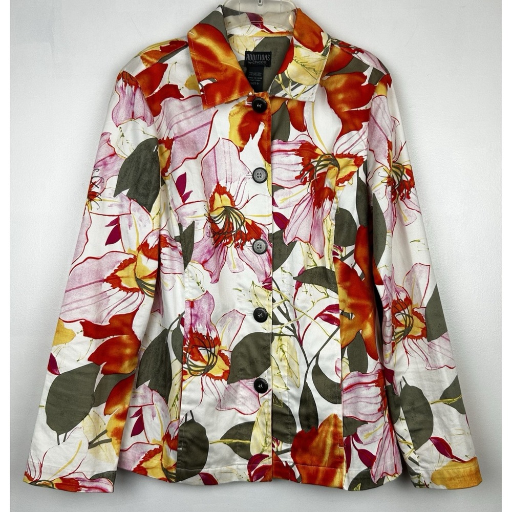 Statement Blazer Women Small Floral Jacket Art to Wear Tropical Vacation Hawaii